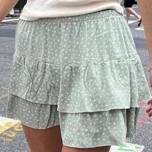 Brandy Melville sage floral Tiered Mini Skirt